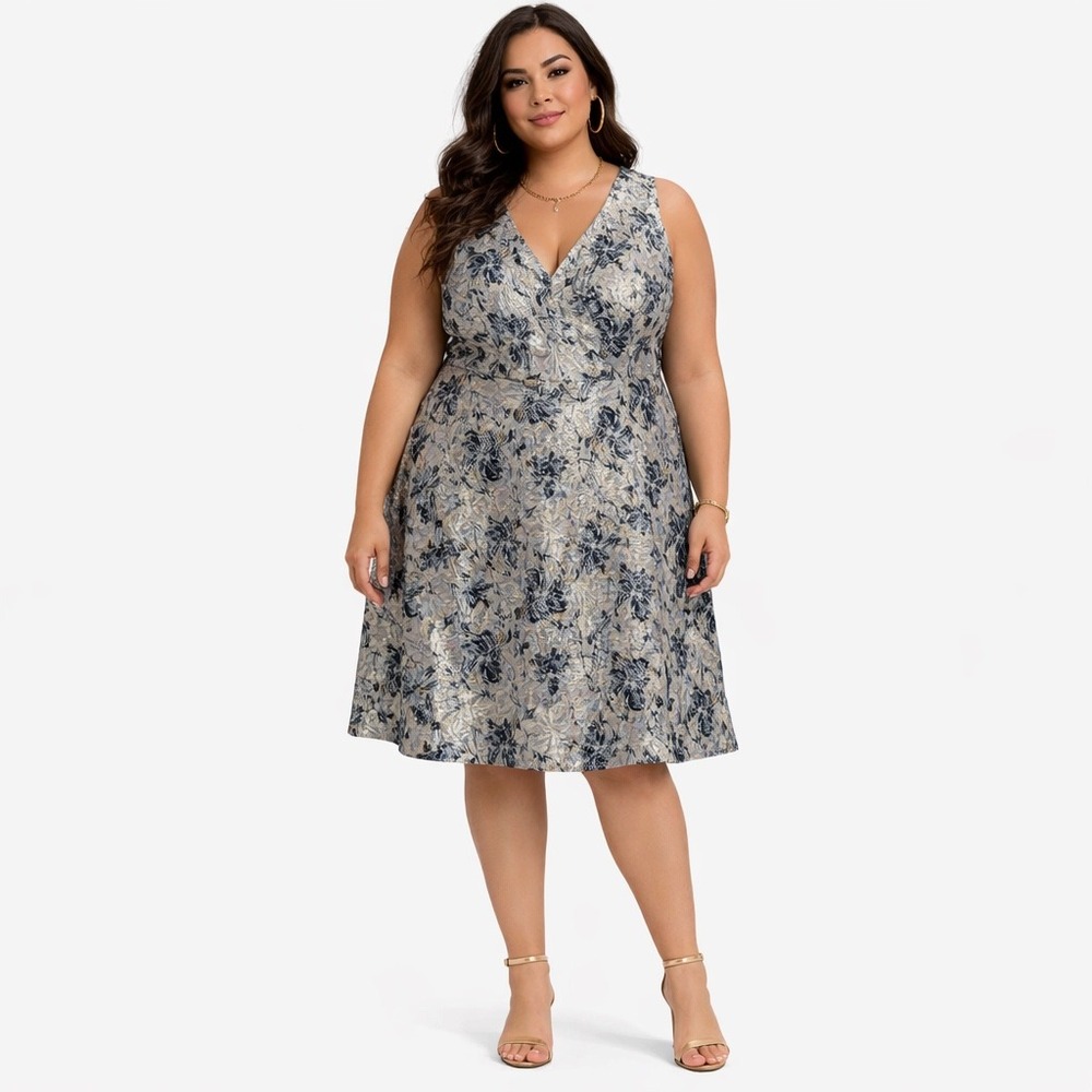 Adelyn Rae Women's Sleeveless Floral Jacquard Party Cocktail Dress Size XL